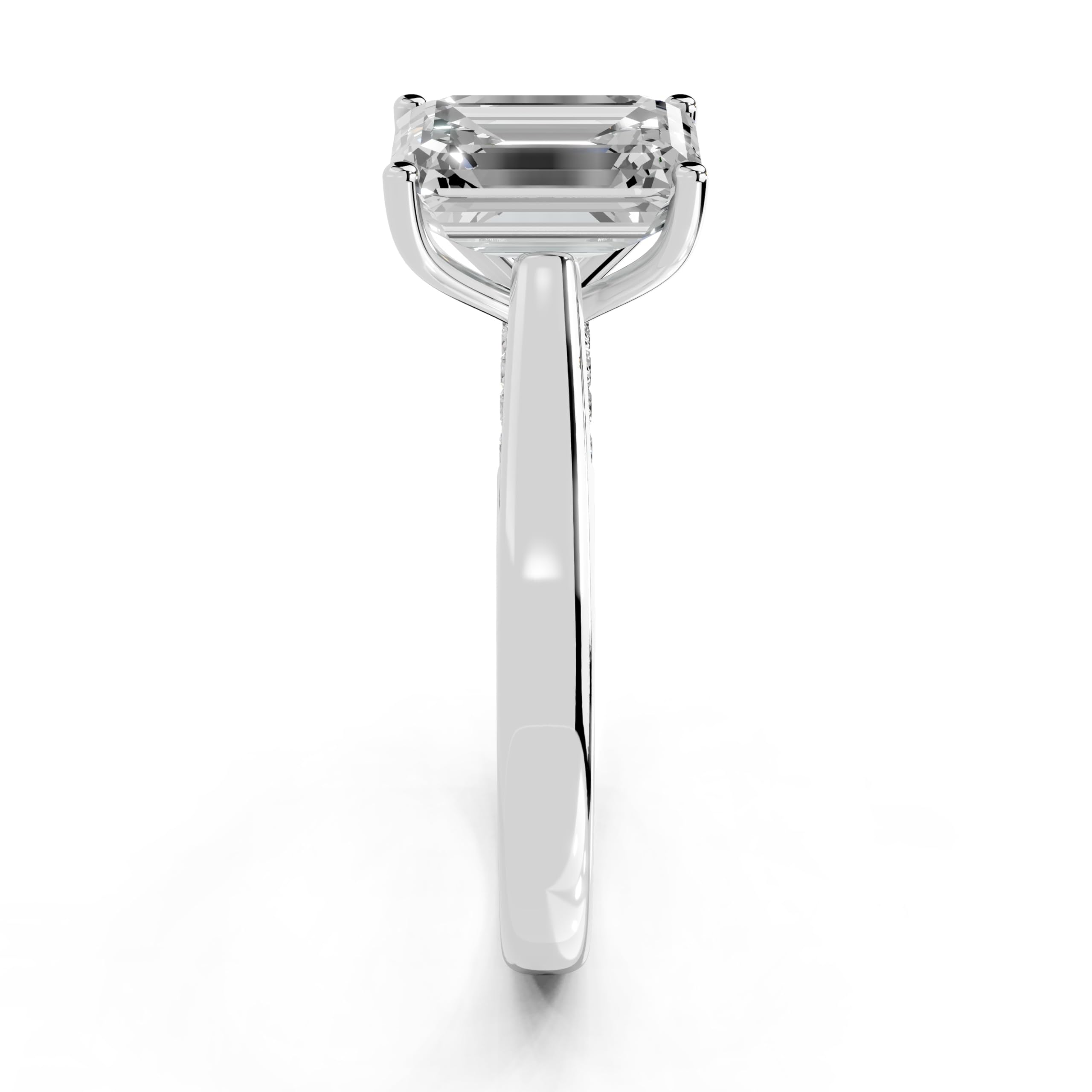 Emerald Hidden Pavé Cathedral lab-grown diamond ring in white gold / platinum