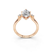 Marquise Petite Side Stone Solitaire lab-grown diamond ring in rose gold