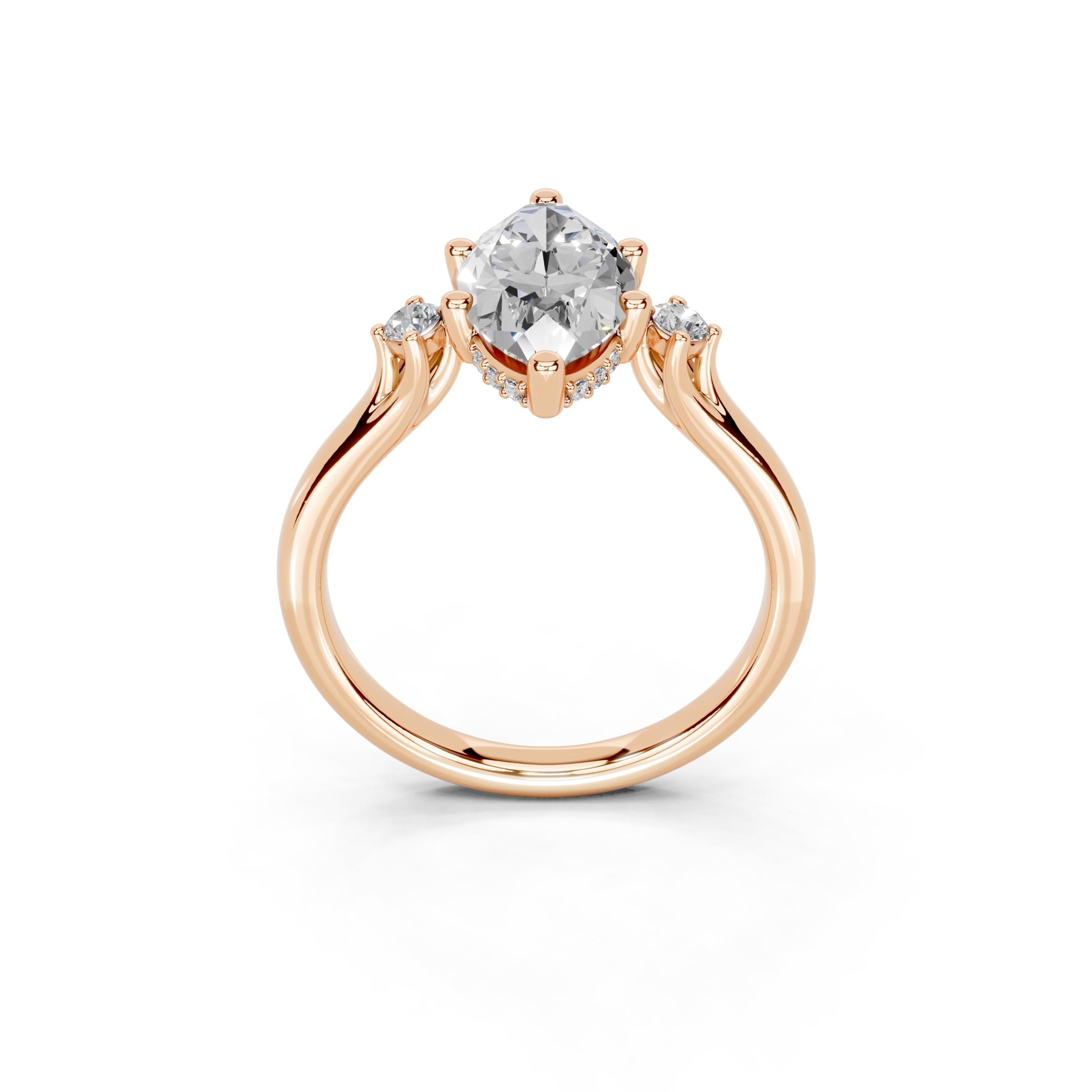 Marquise Petite Side Stone Solitaire lab-grown diamond ring in rose gold