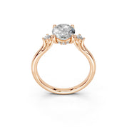 Oval Petite Side Stone Solitaire lab-grown diamond ring in rose gold