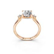 Cushion Petite Side Stone Solitaire lab-grown diamond ring in rose gold