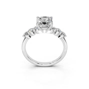 Asscher Scattered Side Stone lab-grown diamond ring in white gold / platinum