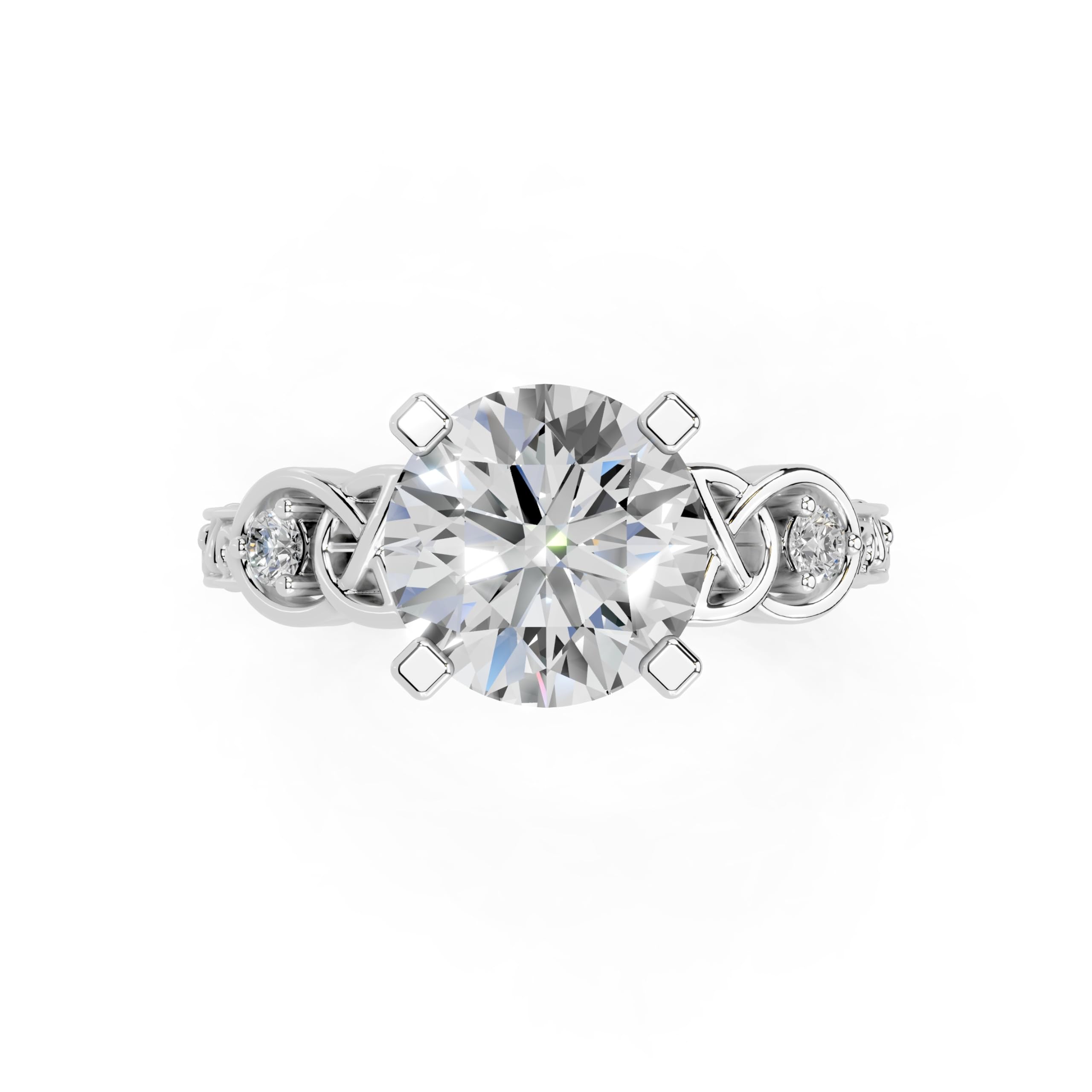 Round Filigree Vintage Solitaire lab-grown diamond ring in white gold / platinum