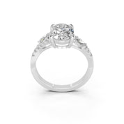Oval Marquise Side Stone Pavé lab-grown diamond ring in white gold / platinum