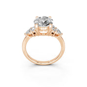 Round Pear Cluster Side Stone lab-grown diamond ring in rose gold