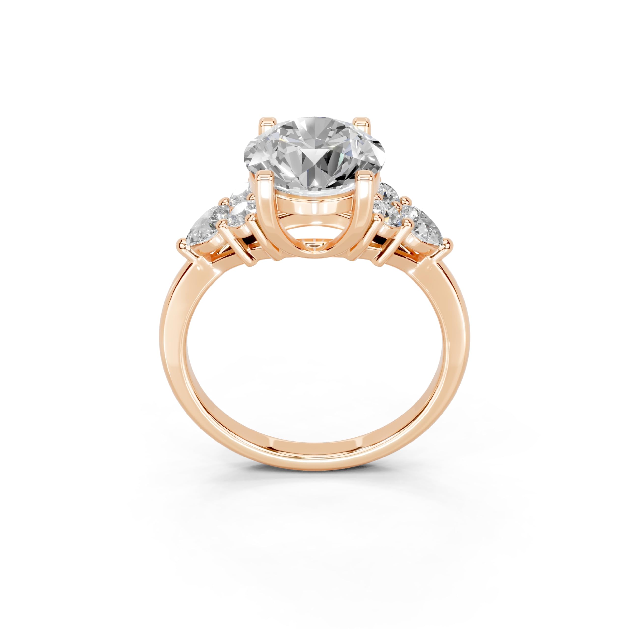 Round Pear Cluster Side Stone lab-grown diamond ring in rose gold