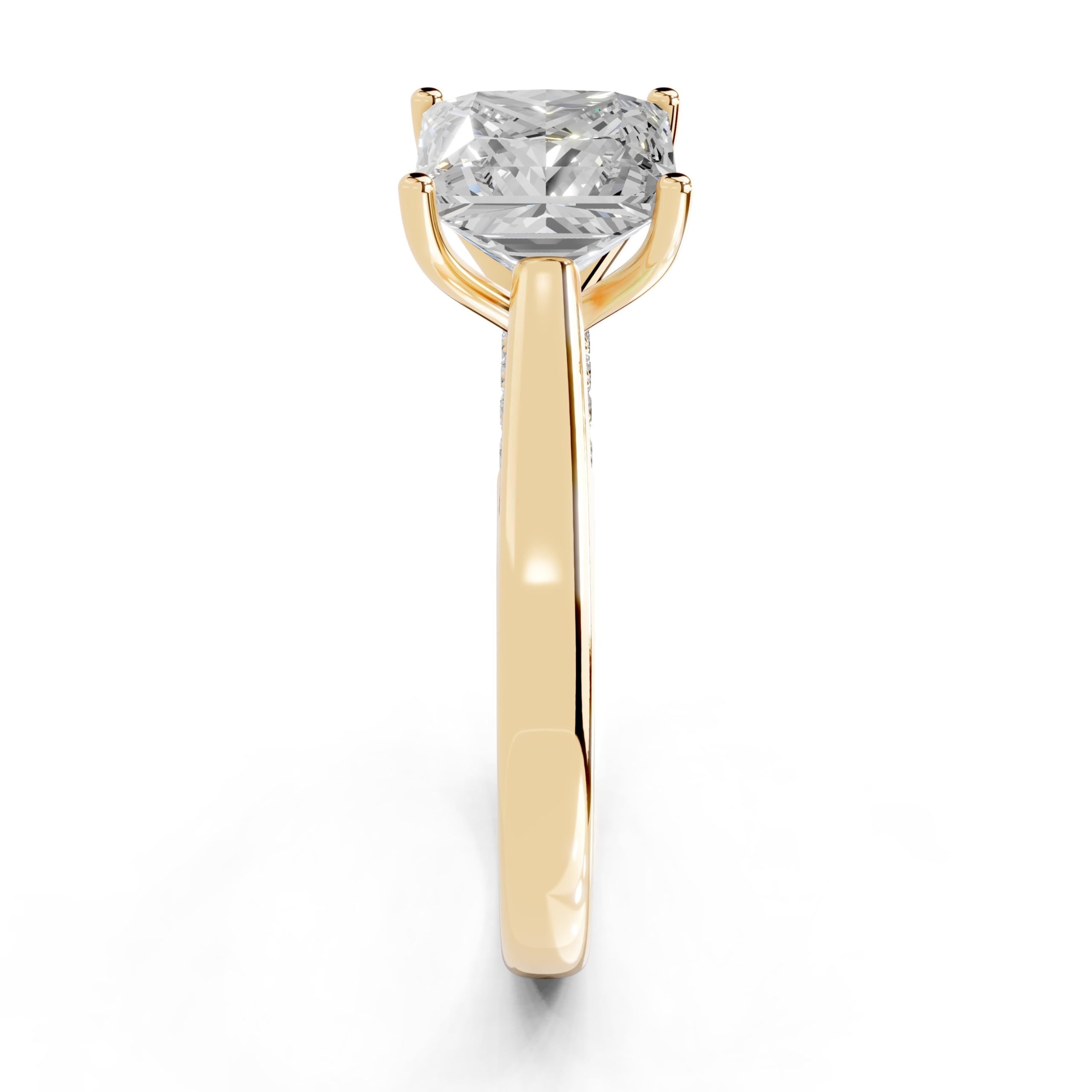 Princess Hidden Pavé Cathedral lab-grown diamond ring in yellow gold