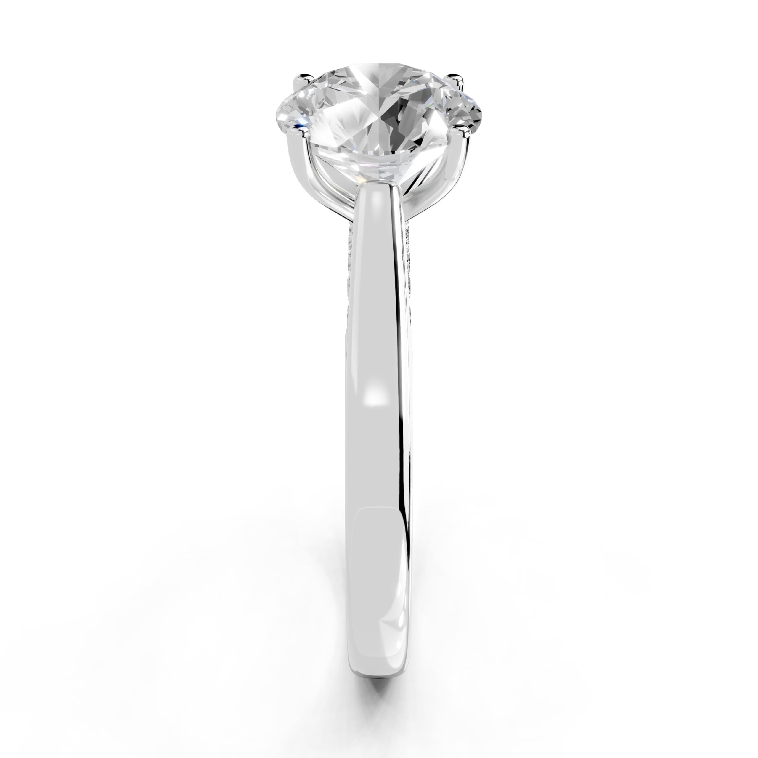 Round Hidden Pavé Cathedral lab-grown diamond ring in white gold / platinum