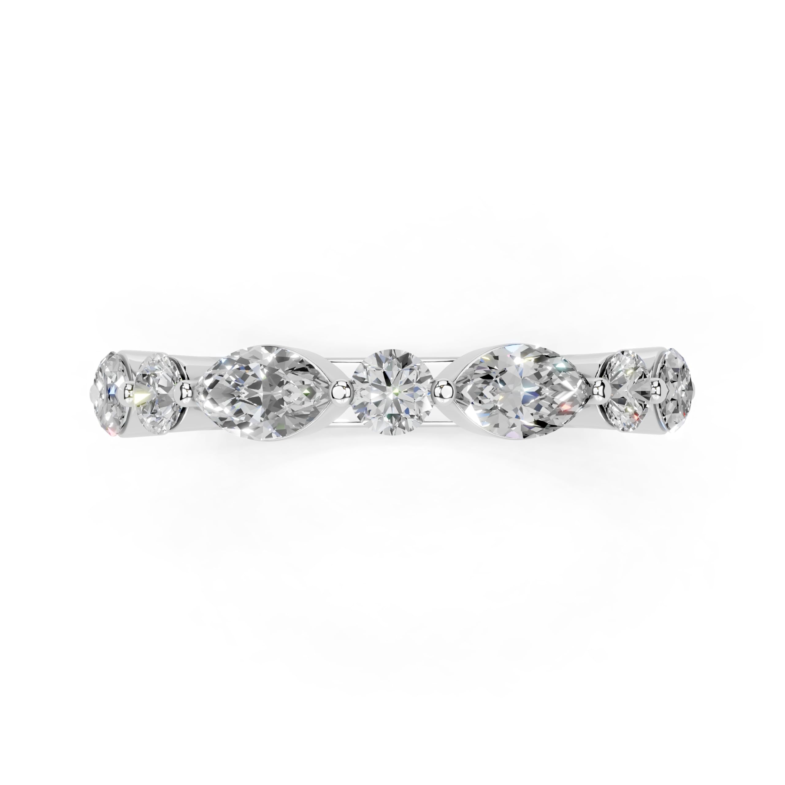 Marquise and Round Half Eternity Band lab-grown diamond band in white gold / platinum