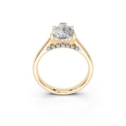 Pear Hidden Pavé Cathedral lab-grown diamond ring in yellow gold