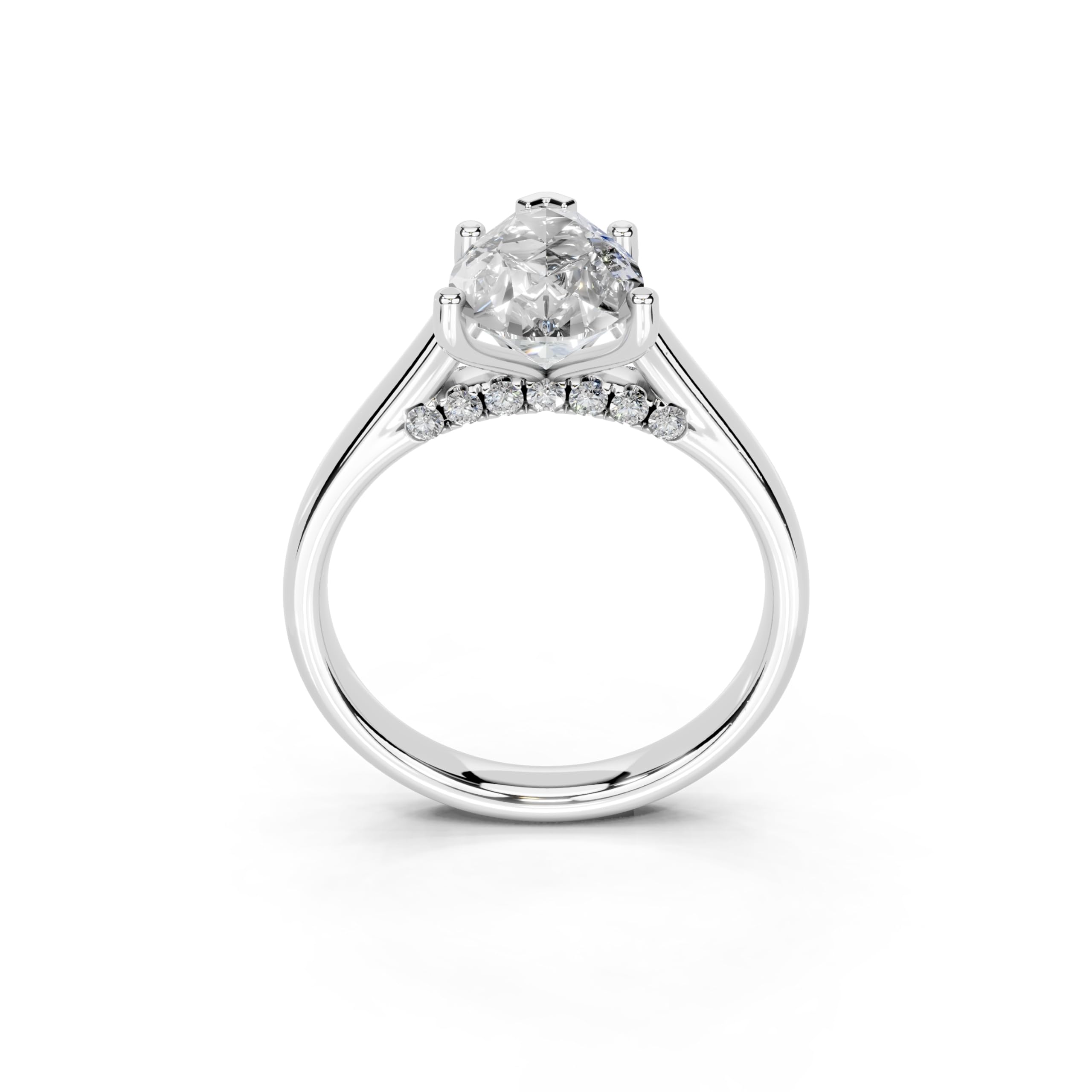 Pear Hidden Pavé Cathedral lab-grown diamond ring in white gold / platinum