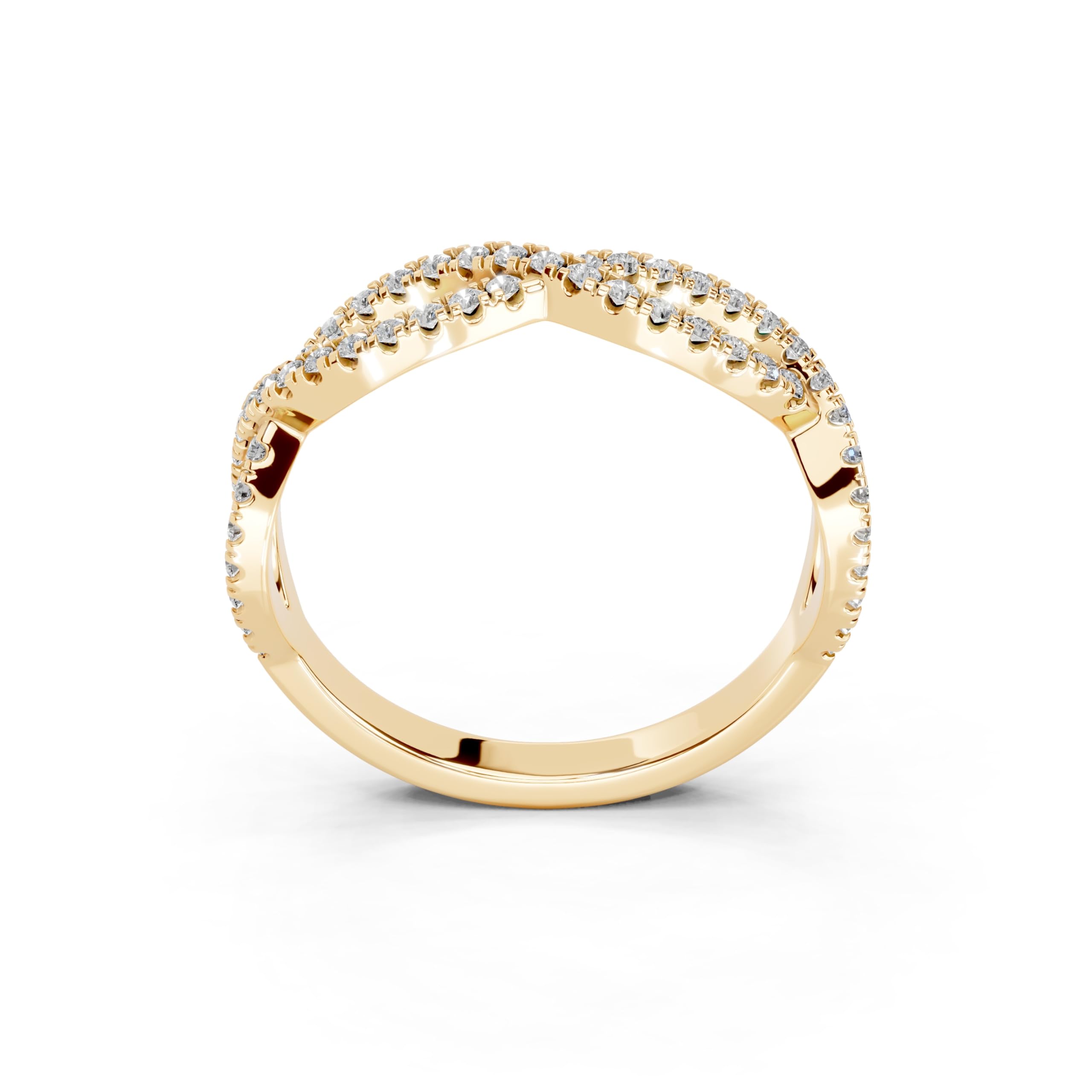 Twisted Pavé Band lab-grown diamond band in yellow gold