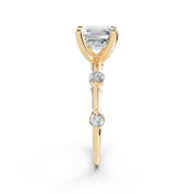 Asscher Solitaire with Minimal Side Stones lab-grown diamond ring in yellow gold