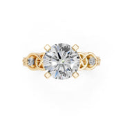 Round Filigree Vintage Solitaire lab-grown diamond ring in yellow gold