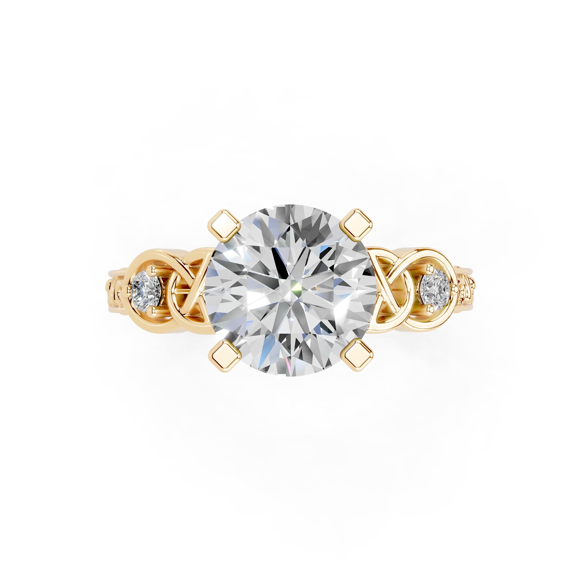 Round Filigree Vintage Solitaire lab-grown diamond ring in yellow gold
