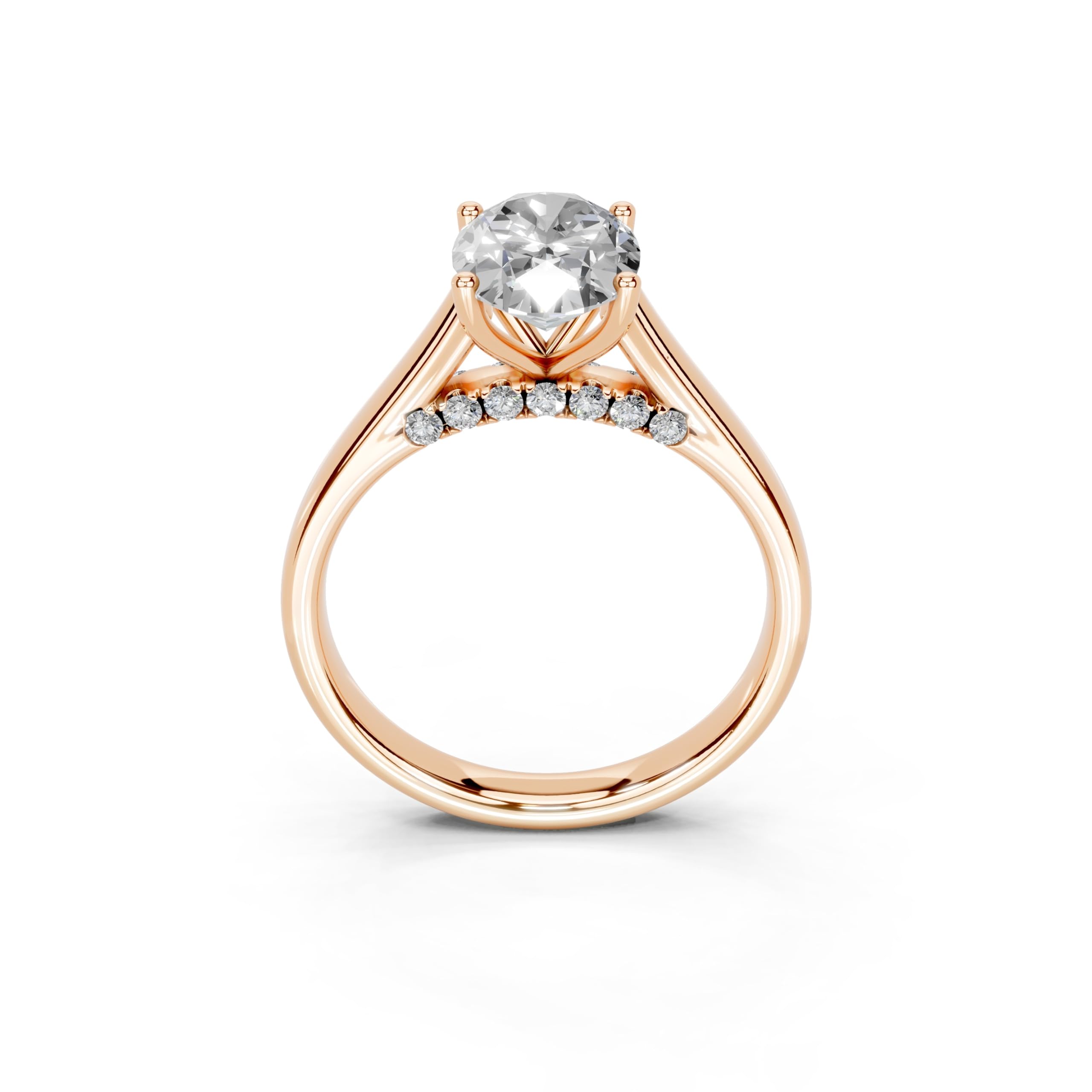 Oval Hidden Pavé Cathedral lab-grown diamond ring in rose gold