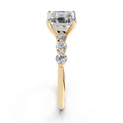 Asscher Scattered Side Stone lab-grown diamond ring in yellow gold