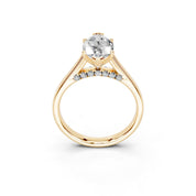 Marquise Hidden Pavé Cathedral lab-grown diamond ring in yellow gold