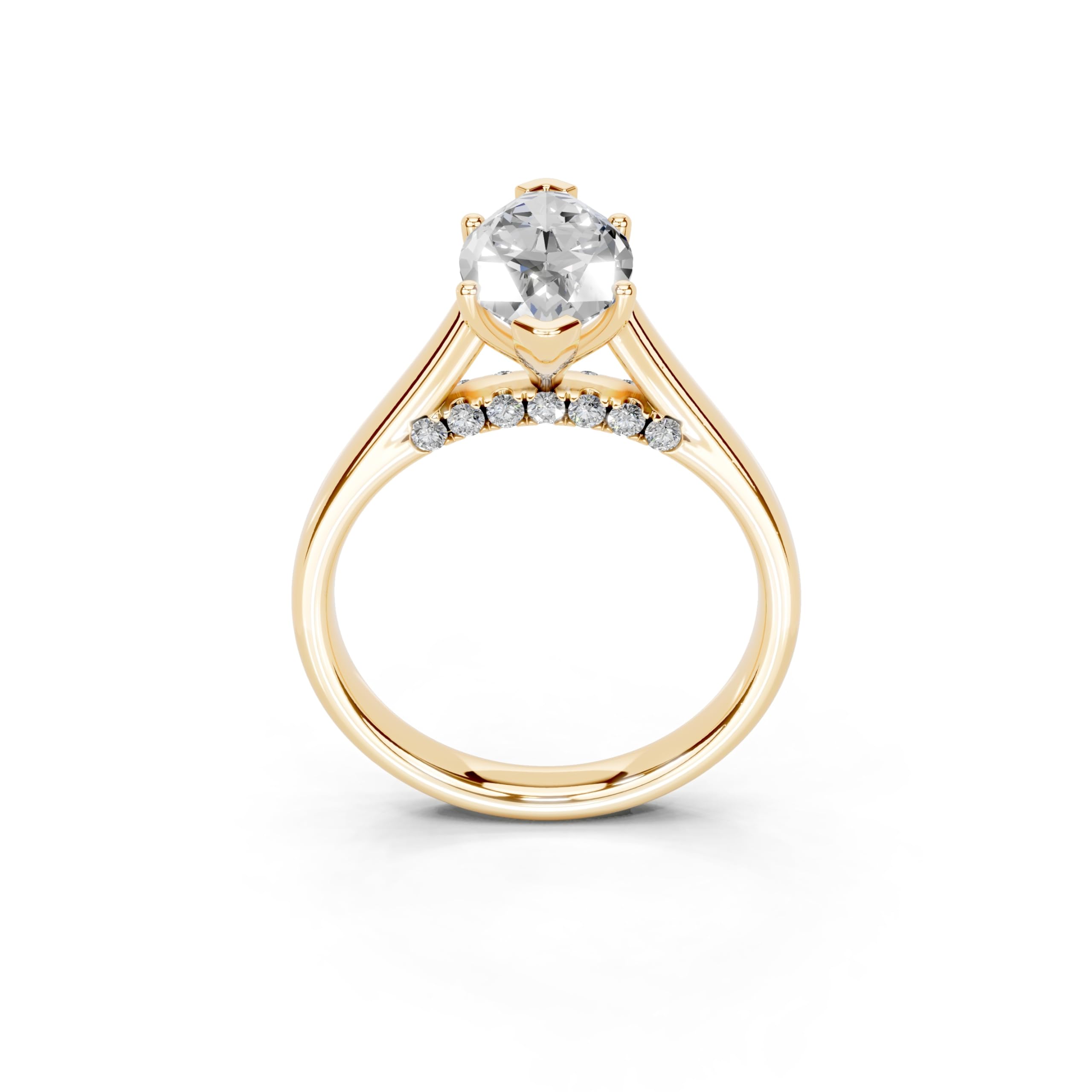 Marquise Hidden Pavé Cathedral lab-grown diamond ring in yellow gold