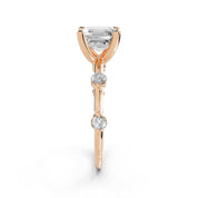 Asscher Solitaire with Minimal Side Stones lab-grown diamond ring in rose gold