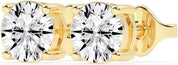 Gold-plated four-prong diamond studs, front view