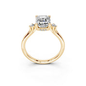 Emerald Petite Side Stone Solitaire lab-grown diamond ring in yellow gold