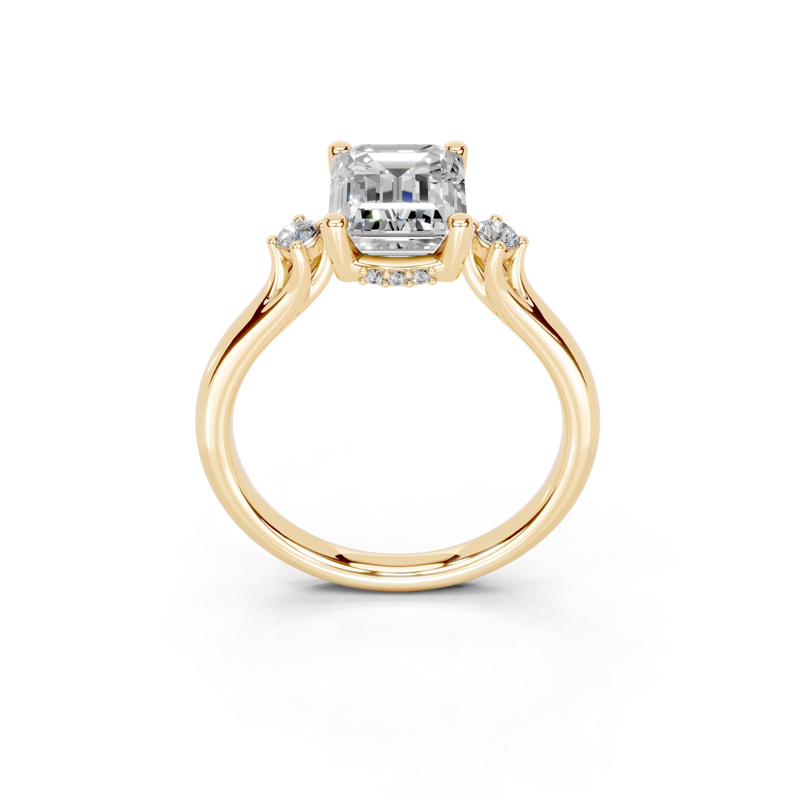 Emerald Petite Side Stone Solitaire lab-grown diamond ring in yellow gold