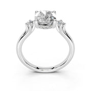 Cushion Petite Side Stone Solitaire lab-grown diamond ring in white gold / platinum