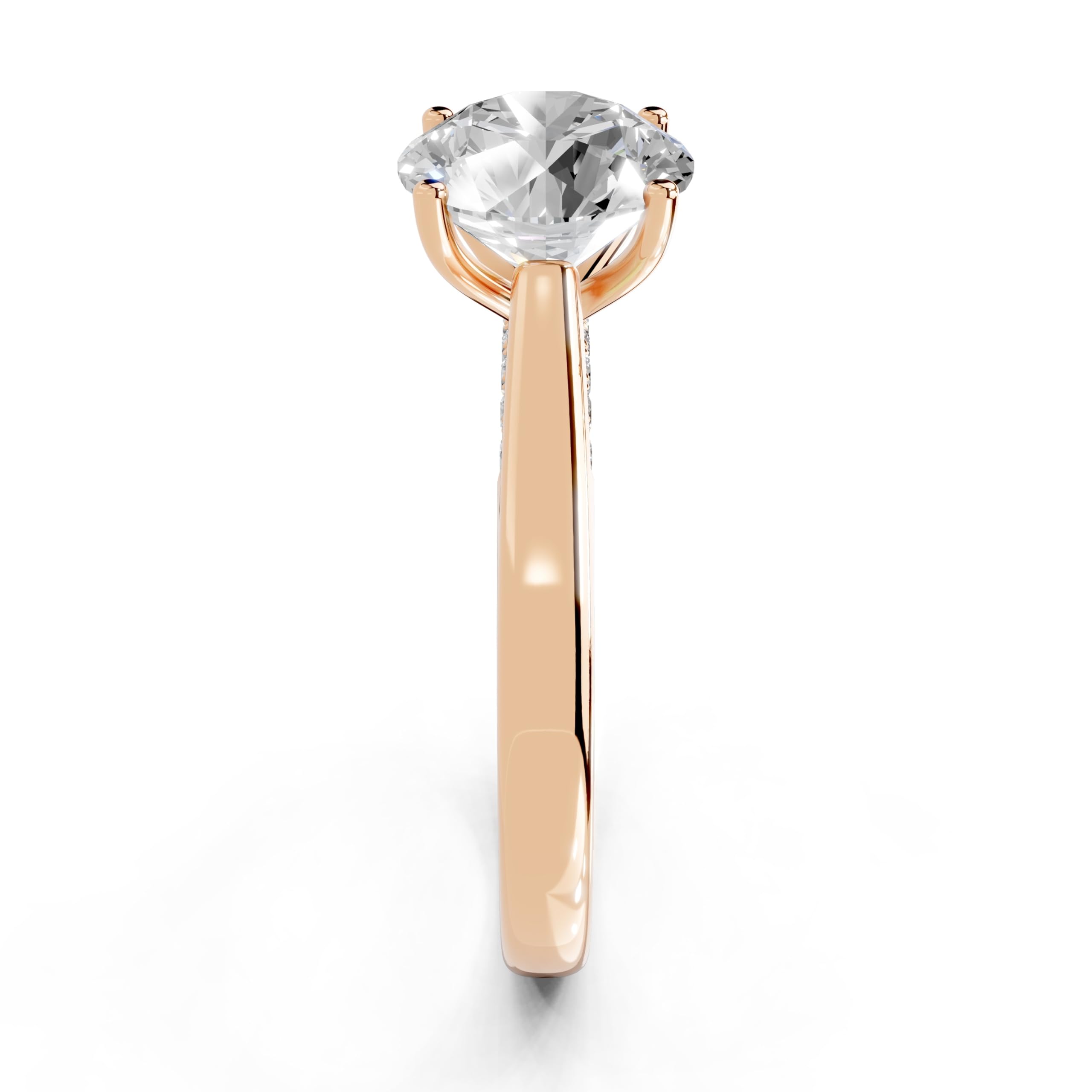 Round Hidden Pavé Cathedral lab-grown diamond ring in rose gold