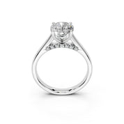 Cushion Hidden Pavé Cathedral lab-grown diamond ring in white gold / platinum