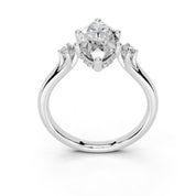 Marquise Petite Side Stone Solitaire lab-grown diamond ring in white gold / platinum