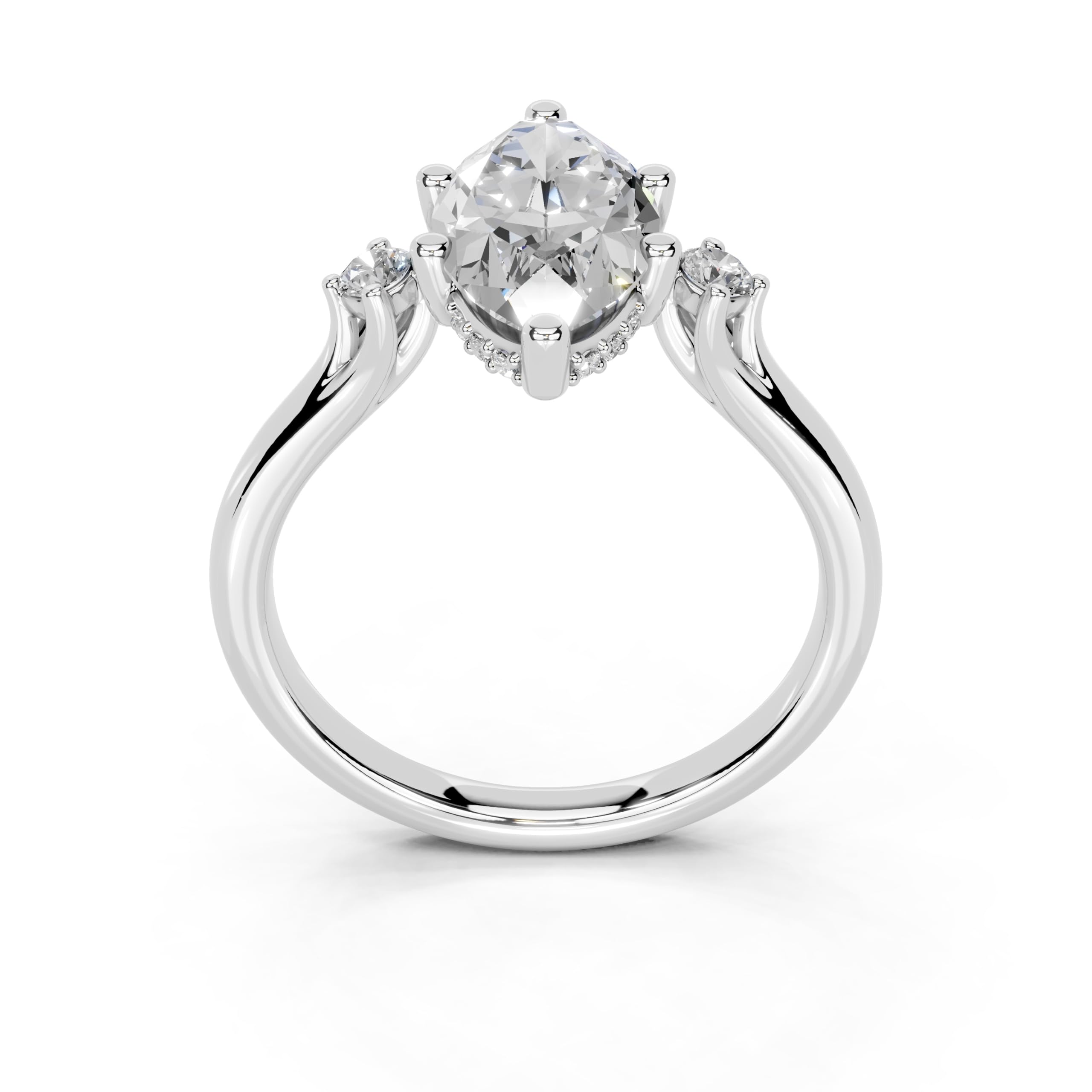Marquise Petite Side Stone Solitaire lab-grown diamond ring in white gold / platinum