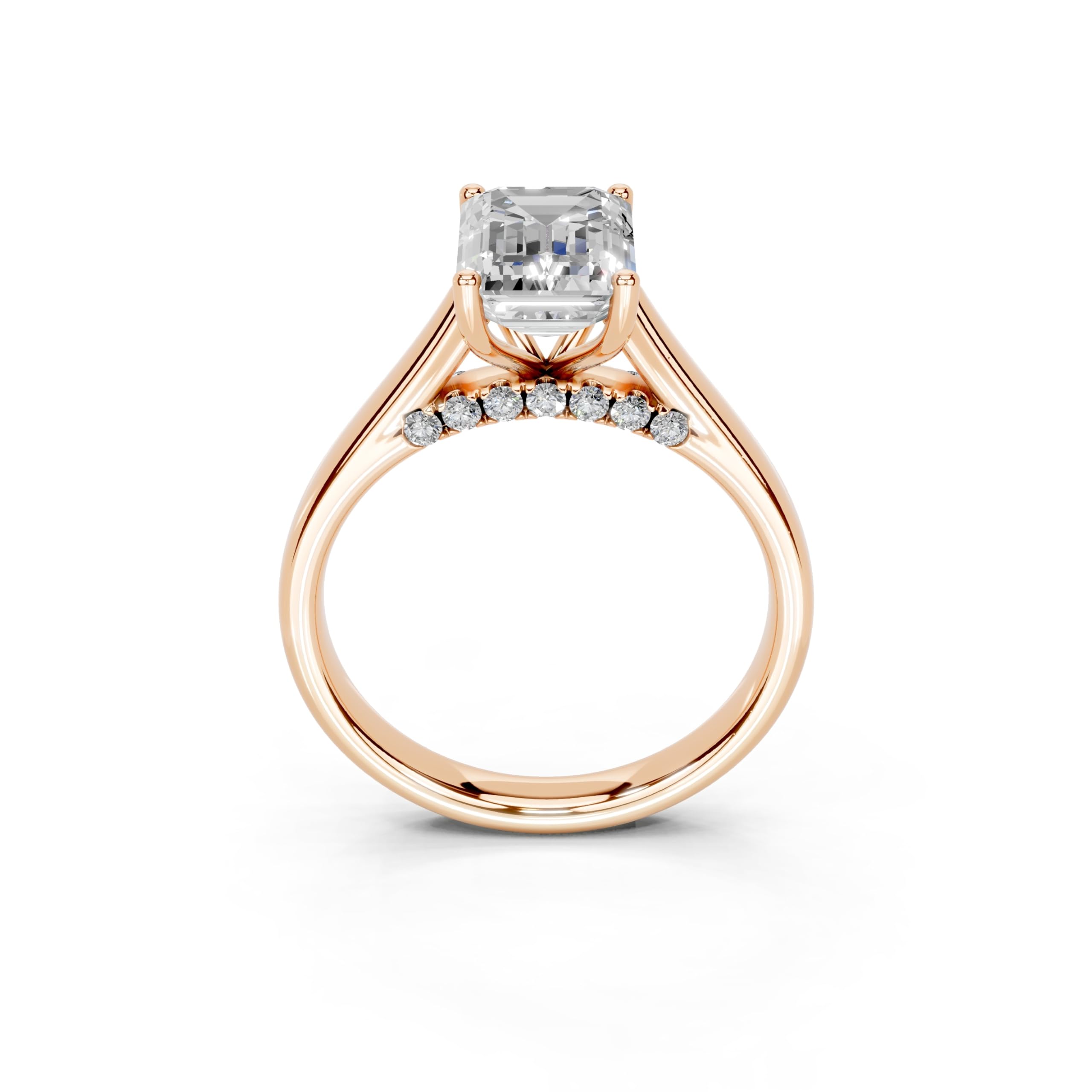 Emerald Hidden Pavé Cathedral lab-grown diamond ring in rose gold
