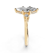 Marquise Petite Side Stone Solitaire lab-grown diamond ring in yellow gold
