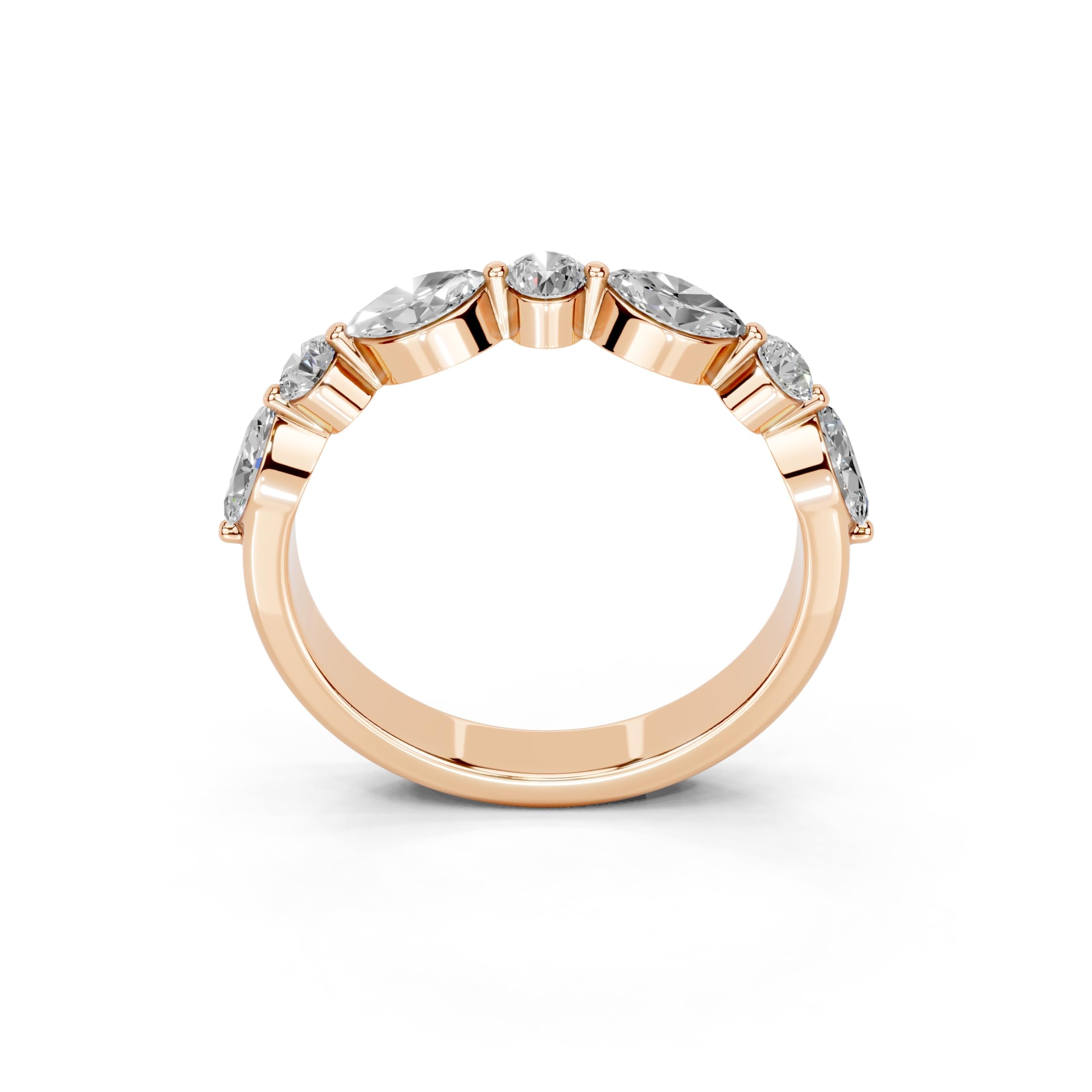 Marquise and Round Half Eternity Band lab-grown diamond band in rose gold