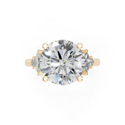 Round Marquise Cluster Side Stone lab-grown diamond ring in yellow gold