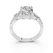Oval Marquise Side Stone Pavé lab-grown diamond ring in white gold / platinum