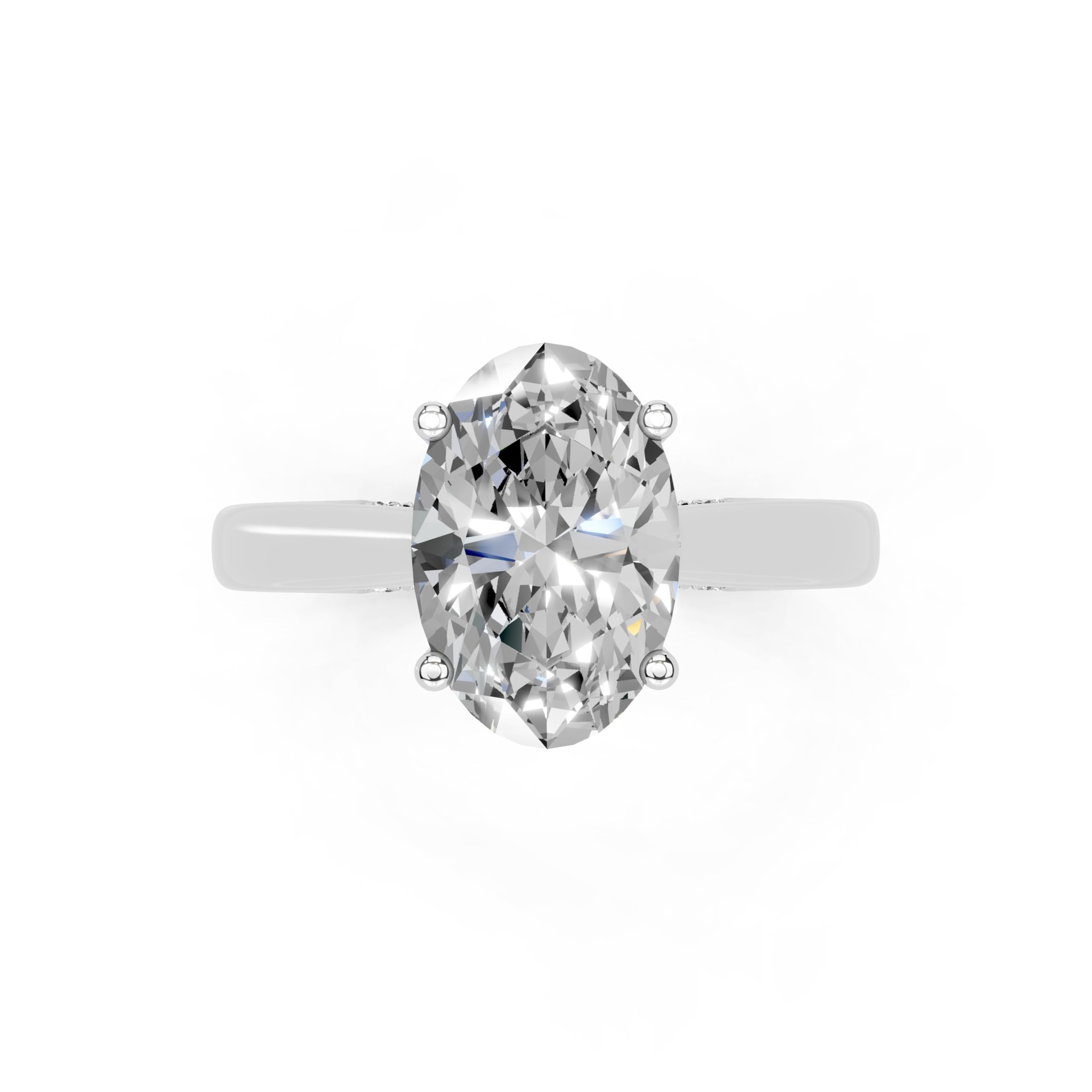 Oval Hidden Pavé Cathedral lab-grown diamond ring in white gold / platinum