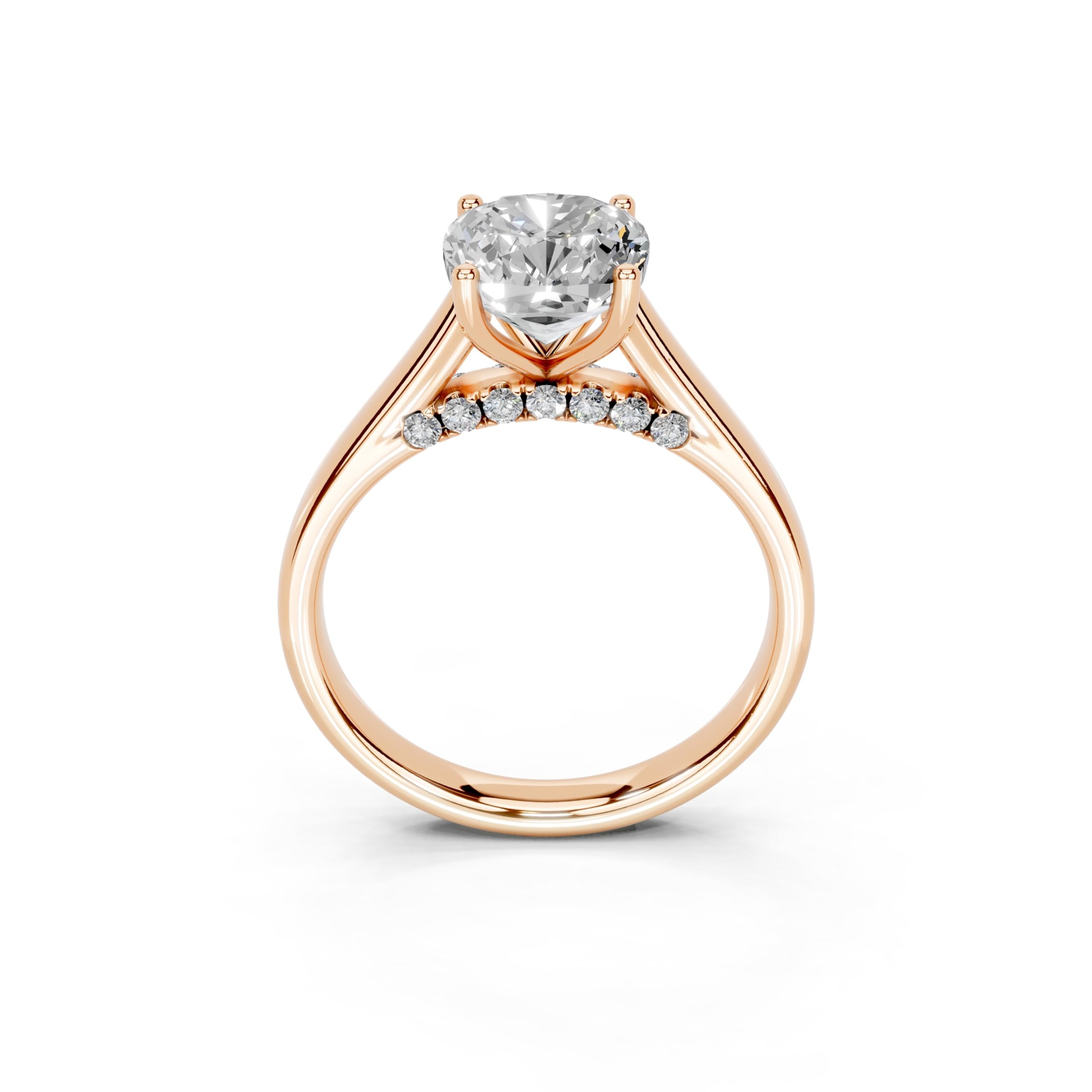 Cushion Hidden Pavé Cathedral lab-grown diamond ring in rose gold