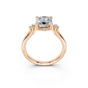 Asscher Petite Side Stone Solitaire lab-grown diamond ring in rose gold