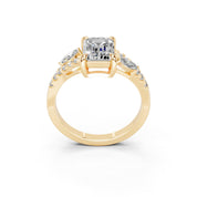 Emerald Marquise Side Stone Pavé lab-grown diamond ring in yellow gold