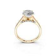 Round Hidden Pavé Cathedral lab-grown diamond ring in yellow gold