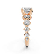 Asscher Fancy Side Stone lab-grown diamond ring in rose gold