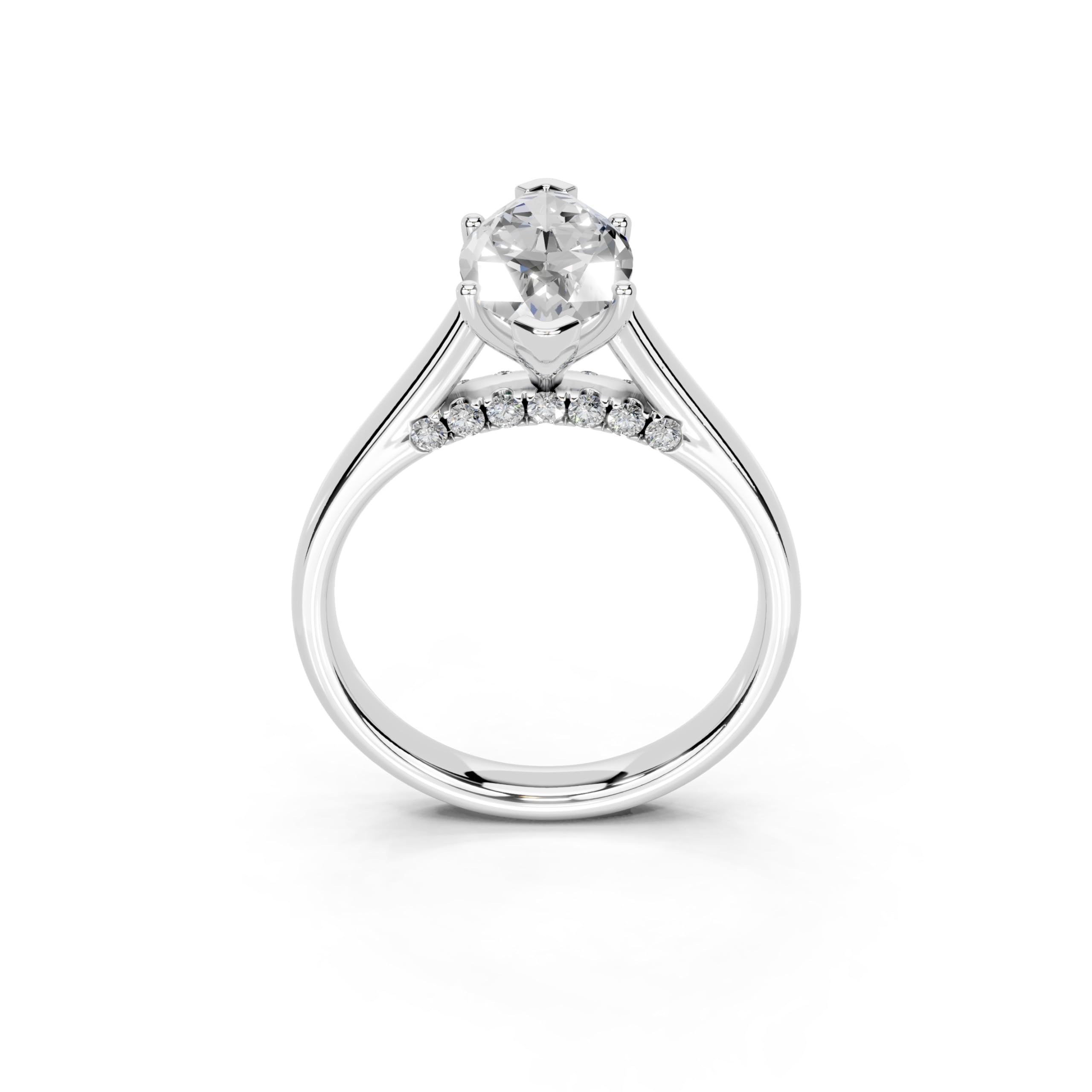Marquise Hidden Pavé Cathedral lab-grown diamond ring in white gold / platinum