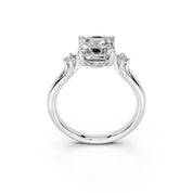 Asscher Petite Side Stone Solitaire lab-grown diamond ring in white gold / platinum