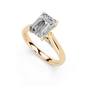Emerald Hidden Pavé Cathedral lab-grown diamond ring in yellow gold