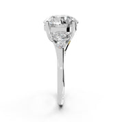 Round Marquise Cluster Side Stone lab-grown diamond ring in white gold / platinum