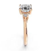 Asscher Petite Side Stone Solitaire lab-grown diamond ring in rose gold