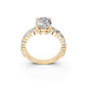 Oval Marquise Accent Band lab-grown diamond ring in yellow gold