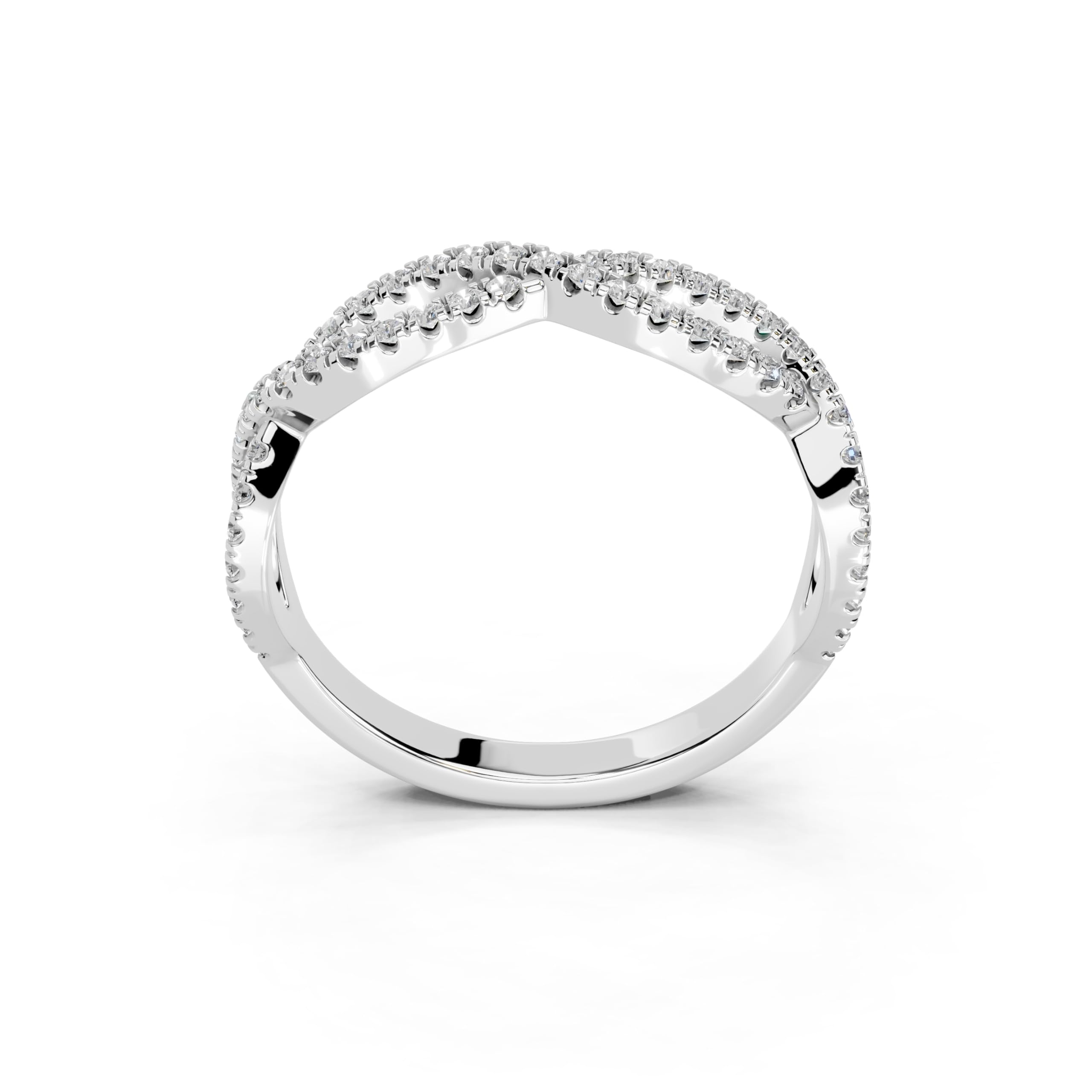 Twisted Pavé Band lab-grown diamond band in white gold / platinum